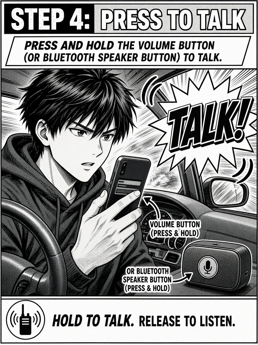 Manga panel: push to talk with volume or Bluetooth