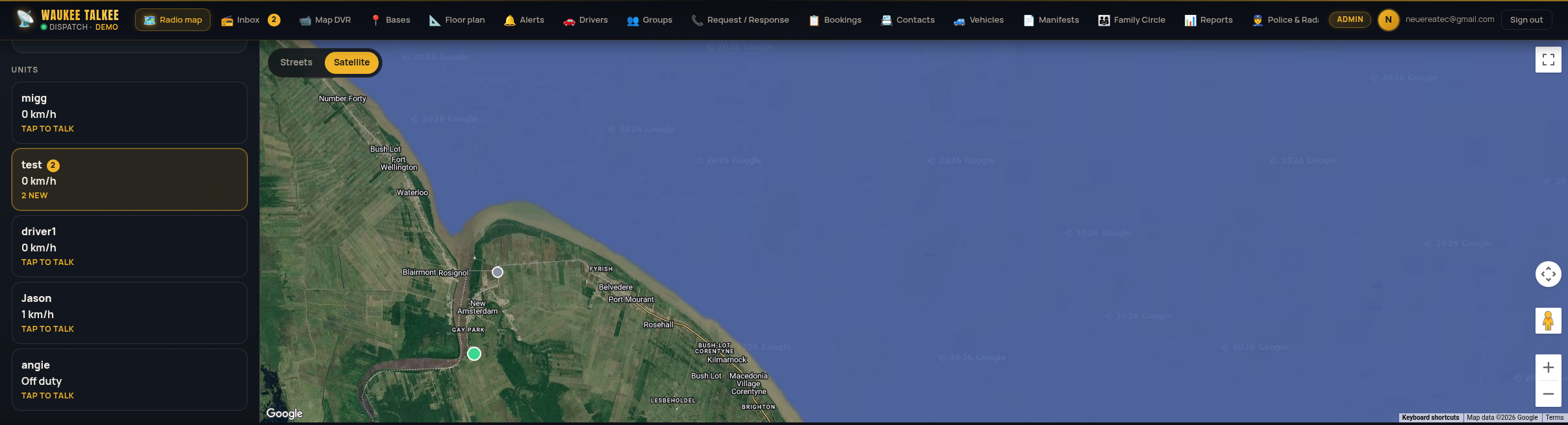 Live dispatcher map